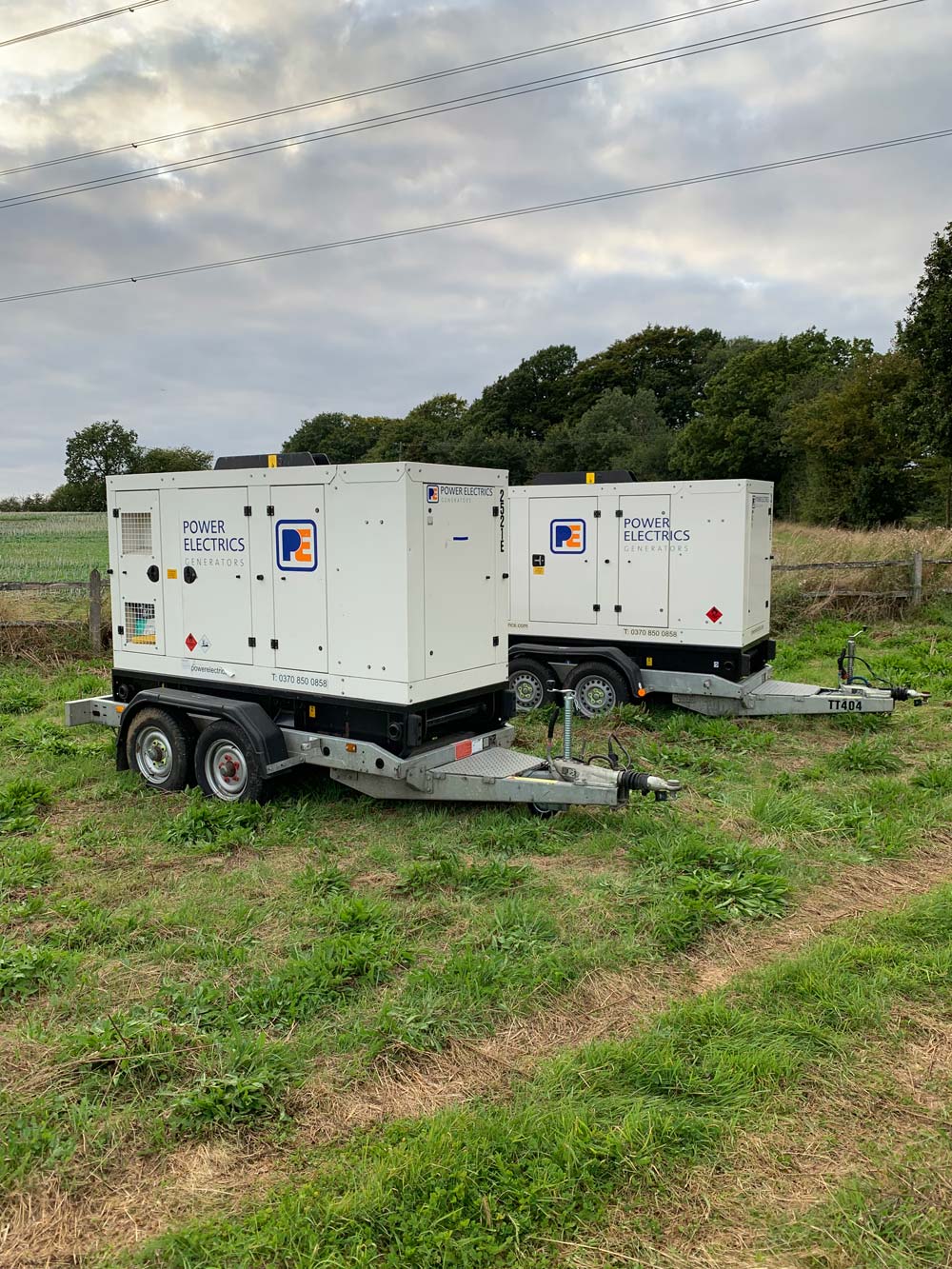 Silent diesel generators supplying reliable temporary power for a marquee event.